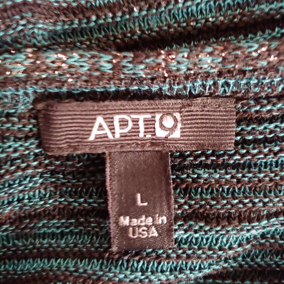 Apt. 9 Teal Green Metallic Cold-Shoulder Knit Sweater Top Size Womens Large - Picture 9 of 10